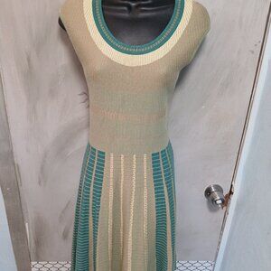 NIC+ZOE Beige and Teal Knit Dress
